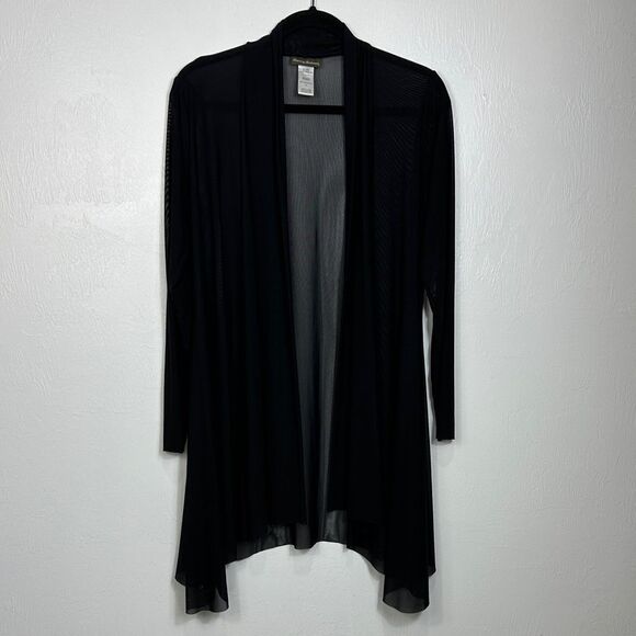 Tommy Bahama Black Mesh Sheer Open Front Long Sleeve Cardigan Size XS - Picture 2 of 9